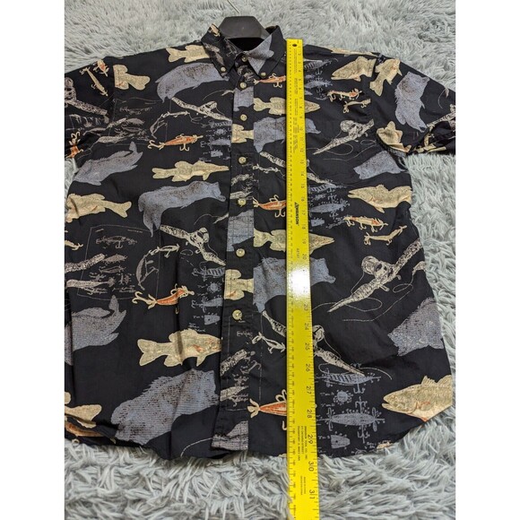 Reel Legends Fishing Lure Fish Button Down Shirt Mens Size Large Hawaiian Cotton - Picture 7 of 9